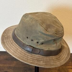 Vintage Filson Tin Cloth Packer Hat – Faded Otter Green – Size Medium – USA